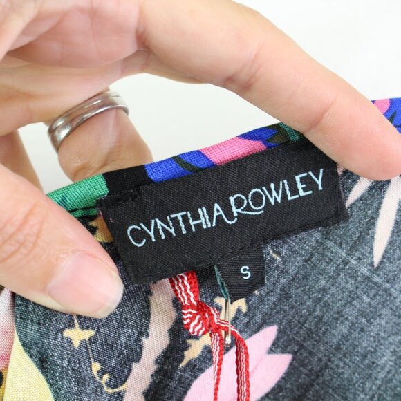 Cynthia Rowley Double V Tropical Cami Black Size S - Picture 3 of 6